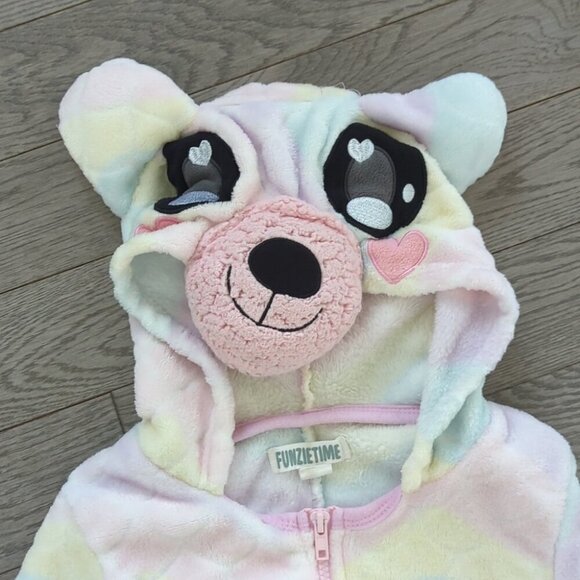 Onzie Kids Pastel Bear Footie Cozy Pajamas Lounge Wear Sz 7-8 Excellent Conditio - Picture 2 of 5